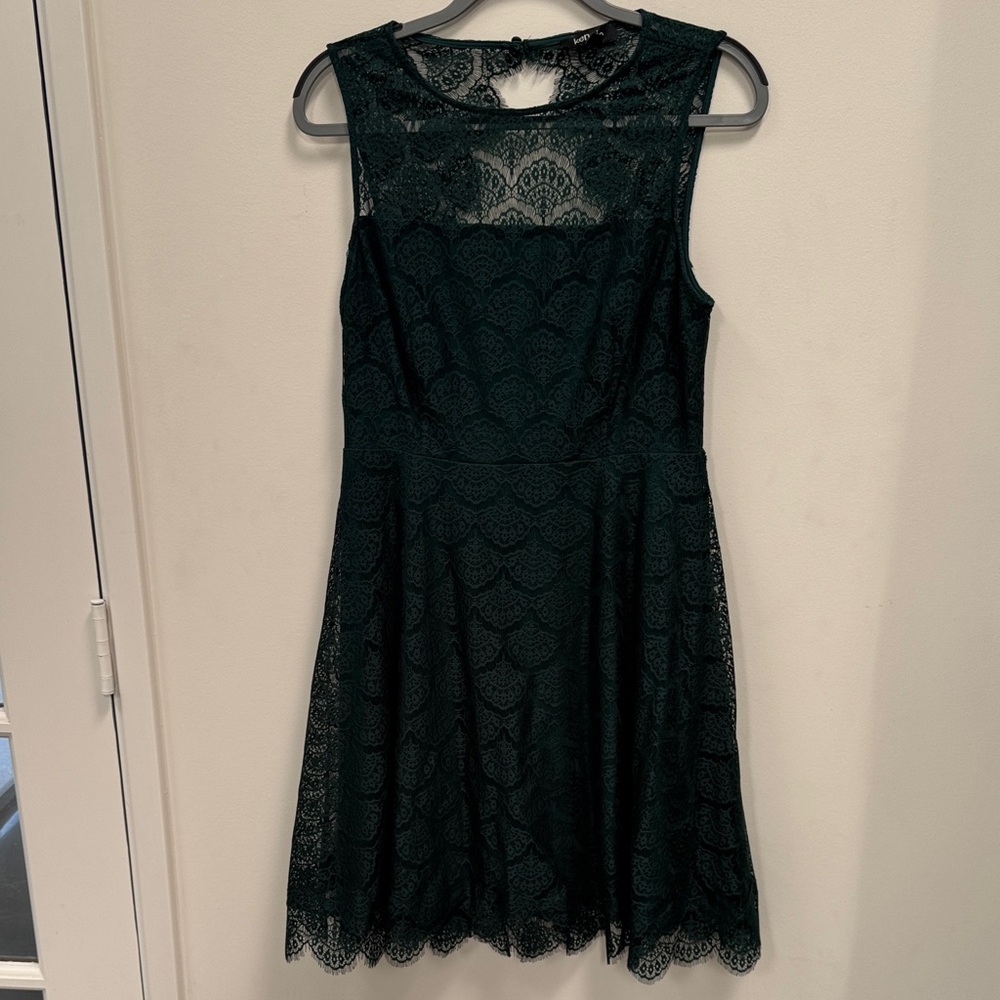 Kensie Dark Green Lace Mini Dress